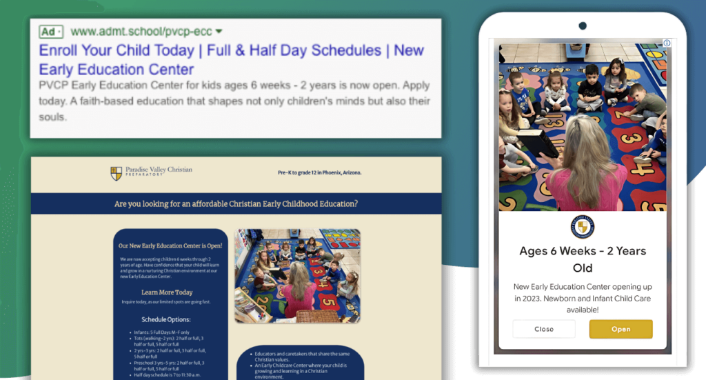 Ad examples of Truth Tree's work for Paradise Valley Christian Preparatory School | Truth Tree provides digital marketing strategies and solutions for school