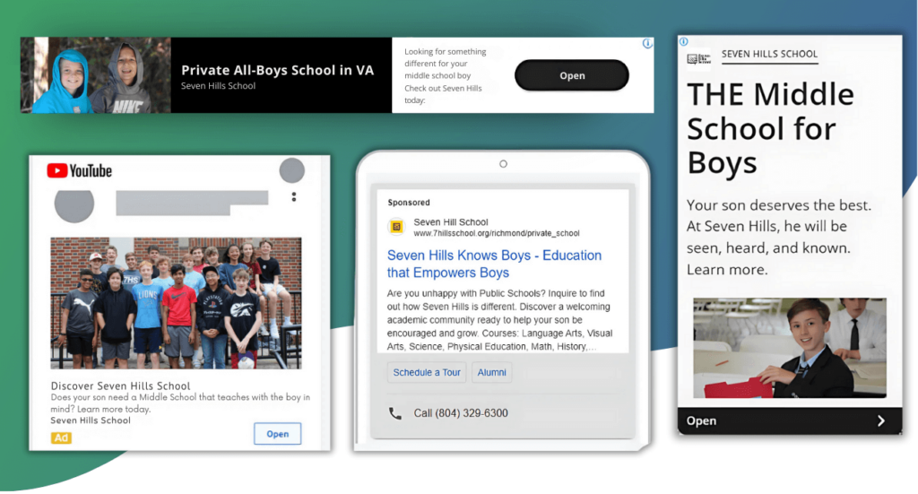 Ad examples of Truth Tree's work for Seven Hills School | Truth Tree provides digital marketing strategies and solutions for independent schools