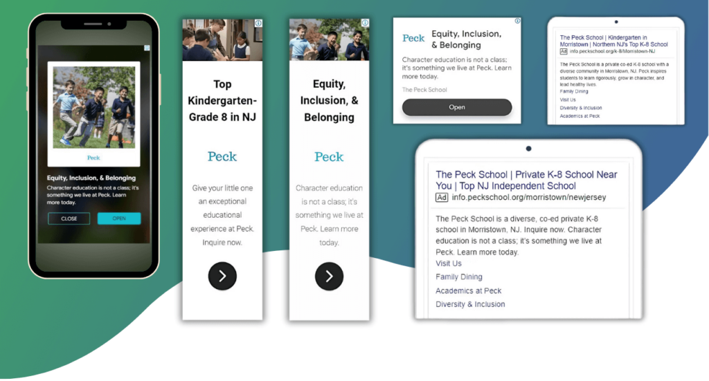 Ad examples of Truth Tree's work for The Peck School | Truth Tree provides digital marketing strategies and solutions for independent schools | school marketing