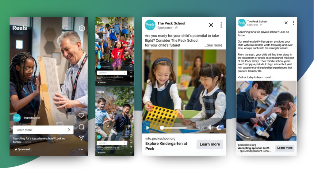 Ad examples of Truth Tree's work for The Peck School | Truth Tree provides digital marketing strategies and solutions for independent schools | school marketing